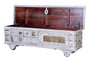 Giner y Colomer Baúl Madera de Mango Blanco Envejecido 48x148x43 cm